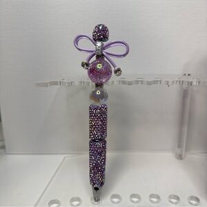 HANDMADE- Purple Bling Pen with Bow Accent.